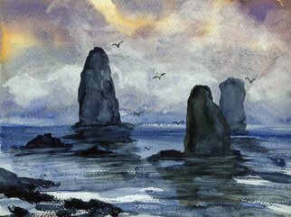 Randy Sprout; Cape Horn Overcast, 2019, Original Watercolor, 12 x 9 inches. Artwork description: 241 Rounding Cape Horn this desolete rocks have been the graves for many ships ...