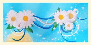 Diana Rojas; Daisies Forever, 2014, Original Painting Acrylic, 12 x 24 inches. Artwork description: 241    Original hand- painted acrylic canvas 3D picture' Daisies Forever'The flowers are hand- made as well as the flower' s stamen. The dew is on the flower leafs for adding its natural and fresh look. The ribbons symbolized union, friendship or just partnership. You ...