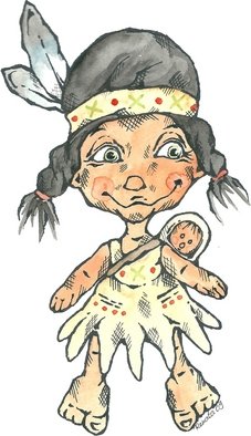 Renata Lombard; Little Indian, 2011, Original Watercolor,   inches. 