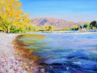 Richard Freer; White Pebble Stream, 2021, Original Painting Oil, 80 x 60 cm. Artwork description: 241 Stream in New Zealand...