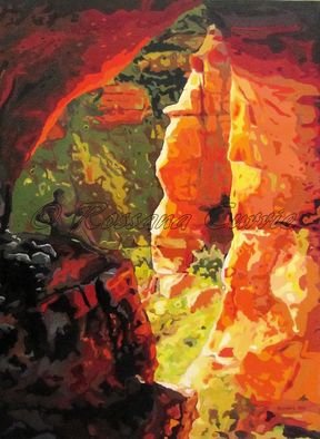 Rossana Currie; AZ Cave, 2011, Original Painting Oil, 30 x 40 inches. Artwork description: 241   Red limestone is one of the best raw material for nature express its beauty  ...