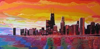 Rossana Currie; Windy City Sunset, 2013, Original Painting Oil, 48 x 24 inches. 