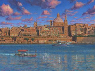 Richard Harpum; Evening In Valletta Harbo..., 2014, Original Printmaking Giclee, 24 x 18 inches. Artwork description: 241  This painting of Valletta, Malta is the view from Fort Tigne in Sliema and was commissioned by an existing client. Malta is one of my favourite Mediterranean islands and my wife and I visited there in 2011. The Valletta skyline is dominated by the silver dome of ...