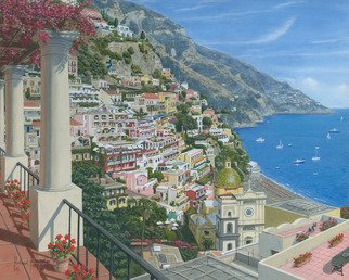 Richard Harpum; Positano Vista, Amalfi Co..., 2014, Original Painting Acrylic, 20 x 16 inches. Artwork description: 241  A few years ago I took my wife to Naples for her birthday and whilst there, we hired a car and toured all the local sights, including Positano on the beautiful Amalfi coast.  As usual, I took numerous photographs, stopping whenever possible on the treacherous coast road.  ...