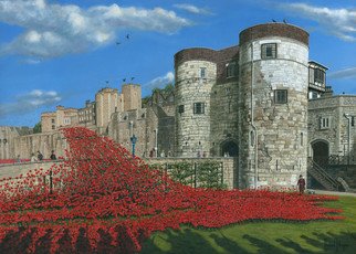 Richard Harpum; Tower Of London Poppies B..., 2016, Original Printmaking Giclee, 70 x 50 inches. Artwork description: 241  This painting of the Tower of London was a commission for an existing client and used photographic references supplied by her. It shows the massive art installation aEURoeBlood Swept Lands and Seas of RedaEUR, which was installed to mark one hundred years since the first full day ...