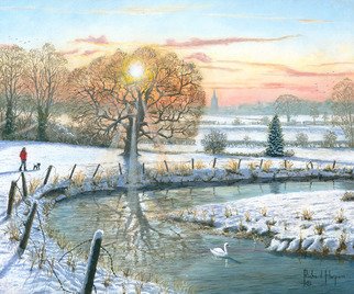 Richard Harpum; Winter Stroll, 2017, Original Painting Acrylic, 12 x 11 inches. Artwork description: 241 This painting depicts a winter scene and is based upon some photographs I took the last time we had a major snowfall in South Yorkshire, England.  My wife and I spent some time strolling along the River Ryton near Bawtry. However, it is largely made up out ...