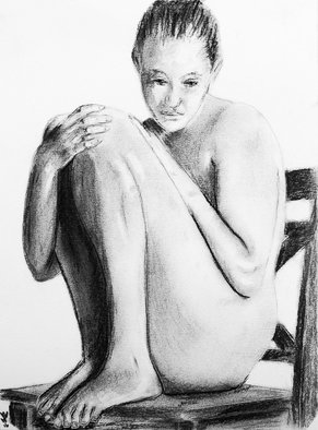 Ricardo Saraiva; Nude, 2016, Original Drawing Charcoal, 21 x 30 cm. Artwork description: 241  nude, charcoal, woman, graphite, paper        ...