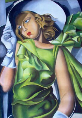 Matrella Rita; Girl In Green , 2007, Original other, 60 x 70 cm. Artwork description: 241  This is the copy of author of the famous painting of the Painter Tamara De Limpicka ...