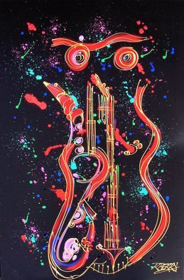 Robert Berry; Jazz Night Owl, 2013, Original Painting Acrylic, 24 x 36 inches. Artwork description: 241    The Art of Jazz on canvas using acrylic and cern relief outliner paint.   ...