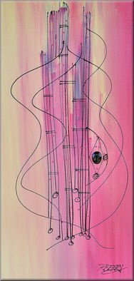 Robert Berry; Ldy Guitar III, 2013, Original Painting Acrylic, 18 x 36 inches. Artwork description: 241   The Art of Jazz on canvas using acrylic and cern relief outliner paint.  ...