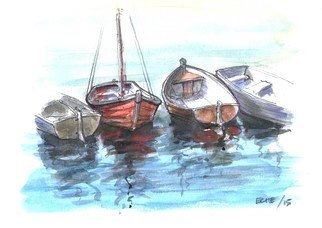 Roberto Echeverria; Boats, 2015, Original Watercolor, 29.7 x 21 cm. Artwork description: 241              Watercolor on paper             ...