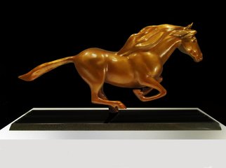 Robert Kelly; Runaway, 2015, Original Sculpture Bronze, 27 x 13 inches. Artwork description: 241    Horses, bronze, running, standing on one leg, black granite base,   ...