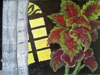 Roberto Trigas; Plant In Front Of A Window, 2016, Original Painting Encaustic, 53 x 40 cm. Artwork description: 241 A plant in front of the light coming from a window...