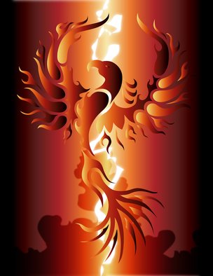 Robert Ball; Phoenix Rising, 2013, Original Digital Drawing, 18 x 24 inches. Artwork description: 241  The phoenix rising from it's ashes! ...