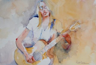 Roderick Brown; Me And My Guitar, 2011, Original Watercolor, 12 x 14 inches. Artwork description: 241      one of my many music and hands focussed paintings     ...