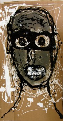 Ron Allen; Black  Goggles, 2018, Original Painting Acrylic, 12 x 23 inches. Artwork description: 241  Acrylic paint on cardboard...