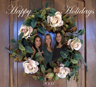 Rosalinda Alejos; Happy Holidays, 2008, Original Photography Other, 6.6 x 6 inches. Artwork description: 241  Digital Photomontage consisting of three ladies encircled by a wreath which is placed at the front entrance to a home.  ...