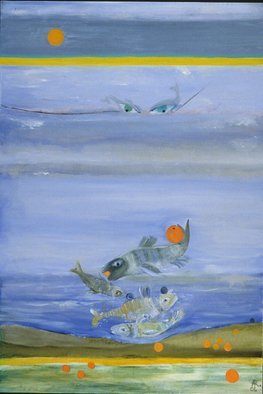 Alexandra Rozenman; Fishy Orange Blues, 2006, Original Painting Oil, 48 x 72 inches. 