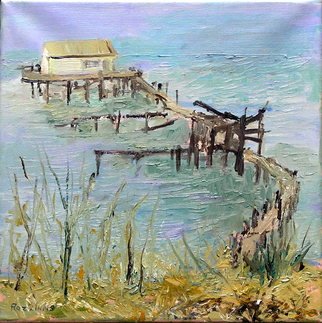 Roz Zinns; Benicia Wharf, 2010, Original Painting Oil, 12 x 12 inches. Artwork description: 241   Water view from Benecia, CA  ...