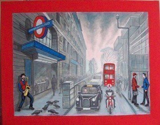 Robert Jessamine; Baker St, 2019, Original Painting Acrylic, 42 x 32 inches. Artwork description: 241 Painting based on Gerry Rafferty s songBaker St.  depicting London life during that era as remembered. ...