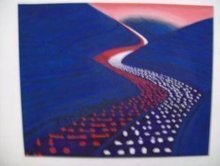 Robert Jessamine; Roadsnake, 2018, Original Painting Acrylic, 40 x 30 inches. Artwork description: 241 Painting of night time traffic using an Aboriginal finger painting technique. ...