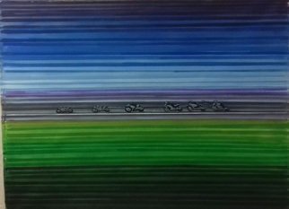 Robert Jessamine; Speed Line, 2017, Original Painting Acrylic, 40 x 30 inches. Artwork description: 241 abstract based on a procession of speeding racing motorcycles...