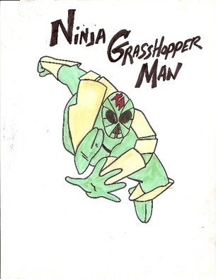Reinhardt Hollstein; Ninja Grasshopperman, 2009, Original Drawing Other, 8 x 11 inches. 