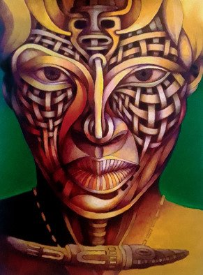 Ruben Miranda; Yaya, 2020, Original Painting Acrylic, 18 x 24 inches. Artwork description: 241 Warrior Woman Face...