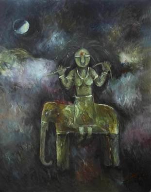 Sajal Patra; VANDEVI, 2007, Original Painting Oil, 36 x 30 inches. Artwork description: 241  Base on tribal theme of India. ...