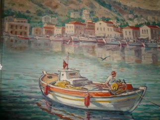 Nermin Alpar; Fishers, 2009, Original Painting Oil, 35 x 45 cm. 