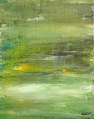 Gopal Weling; Monsoon, 2008, Original Painting Oil, 8 x 10 inches. Artwork description: 241  This isabout '' monsoon'' . the season of growth & prosarity. Nature turns in green with misty, cloudy climate. I am trying to show that  threw yellows& blues. ...