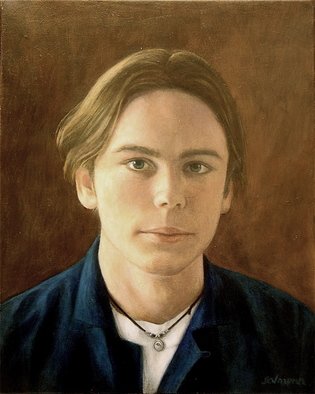 Yoli Salmona, 'Christopher', 1999, original Painting Oil, 31 x 38  x 2 cm. Artwork description: 1758   A portrait of my eldest stepson Christopher Sharp at 18.Although he was in those days focusing on music, his life path has, at a fast pace, taken him to film and his present role as a development manager for Screen Australia....