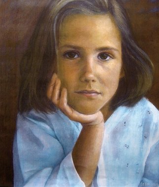 Yoli Salmona; Josephine, 1996, Original Painting Oil, 30 x 45 cm. Artwork description: 241   Josephine is the little sister of' Alban' . They were my first commissioned portraits of children....