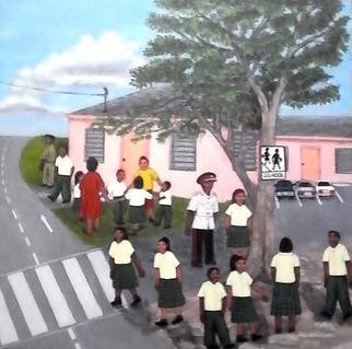 Samantha Lewis; A Day At School, 2016, Original Painting Acrylic,   inches. Artwork description: 241  Based in the Bahamas. Children in the School Yard playing after school. Some engage in ring play while others talk and share jokes. ...