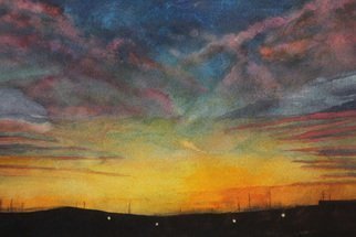 Sarah Longlands; Railroad Sunrise, 2017, Original Watercolor, 28 x 21 inches. Artwork description: 241 A painting made from a combination of two photographs one a sunrise seen from a train in Illinois, the other another sunrise seen on the east coast of Scotland. Taken by two friends, nearly on the same day.This picture is now available as an SA3 archival ...