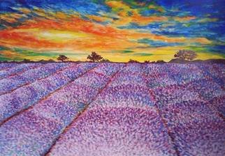 Dina Estera Cirt; The Field, 2015, Original Painting Acrylic, 50.6 x 70.6 cm. Artwork description: 241 lavander, field, countryside, purple, ...