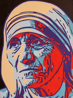 David Mihaly; Mother Theresa, 2017, Original Painting Acrylic, 18 x 24 inches. 