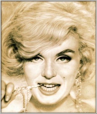 Wayne Kostopolus; HOLLYWOOD I, 2008, Original Drawing Other,   inches. Artwork description: 241 This black and white drawing was taken into an editing program and had color added. Marilyn bites playfully on a rhinestone earring - pure sex appeal here. In another shot of her during the same shoot, she looked like a deer caught in the headlights. She was a ...