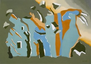 S. Josephine Weaver; Olive Hill, 1991, Original Painting Oil, 24 x 34 inches. Artwork description: 241     hill house, sunrise, green, orange, window   ...