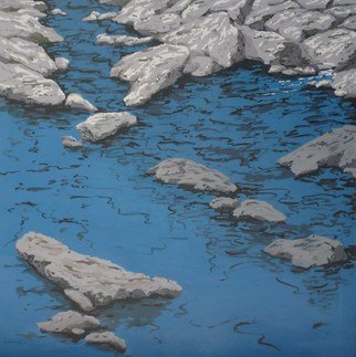 S. Josephine Weaver; Still Water, 1991, Original Painting Oil, 38 x 38 inches. Artwork description: 241  water, reflection, shadow, rocks, moss, blue     ...