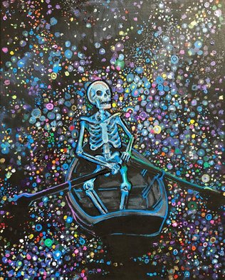 Sean Willett; Stargazer, 2017, Original Painting Acrylic, 18 x 24 inches. Artwork description: 241 Blue skeleton ...