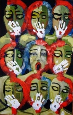 Kika Selezneff Aleman; SPEAK, 2008, Original Painting Acrylic, 73 x 116 cm. Artwork description: 241  Representation of voice of opinion, and sometimes it hurts a lot. ...