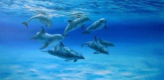 Sergio Zampieri; Dolphins, 2012, Original Painting Oil, 40 x 20 inches. Artwork description: 241   Original oil painting on canvasocea sea atlantic caribbean blue water dolphin summer waves ...