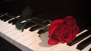 Sergio Zampieri; Jazz And Rose, 2011, Original Painting Oil, 32 x 20 inches. Artwork description: 241          Original oil painting on canvaspiano rose red black music  flowers field green clouds sky blue leaves autumn trees       ...