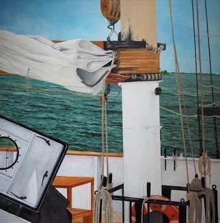 Steven Fleit; Head In To The Wind, 2018, Original Painting Acrylic, 24 x 24 inches. Artwork description: 241 The rigging of the Clipper City tall ship located in the New York Harbor. Tall ship, New York City, seascapes...