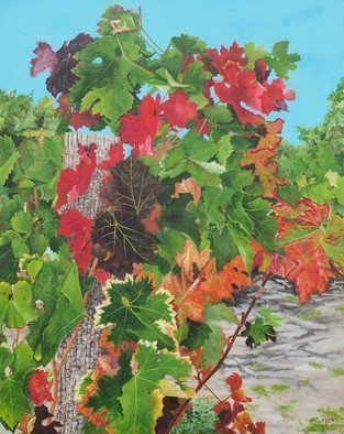 Steven Fleit; Loire Valley Vineyard 1, 2018, Original Painting Acrylic, 24 x 30 inches. Artwork description: 241 An addition to my series of Vineyard paintings, this one from the Loire valley, France. Painting, Loire Valley, vineyards, wine, grape leafs. ...