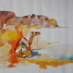 Shakeel Siddiqui; I AM ALONE, 2015, Original Mixed Media, 3 x 4 feet. Artwork description: 241            i love camel so i draw it           ...