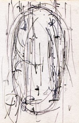 Richard Lazzara; Formless Lingam Drawing, 2012, Original Calligraphy, 4 x 6 inches. 