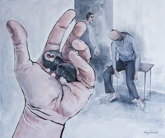 Andrei Sido; Gaj, 2014, Original Painting Oil, 89.5 x 75 cm. Artwork description: 241  the fear, the horror, the city, man, dark, night, death, loneliness, longing, inevitable catastrophe ...