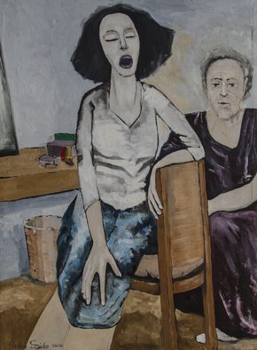 Andrei Sido; The Singing Girl, 2004, Original Painting Oil, 100 x 70 cm. Artwork description: 241  people, person, singer, sing, listen, makeup, girl, ...
